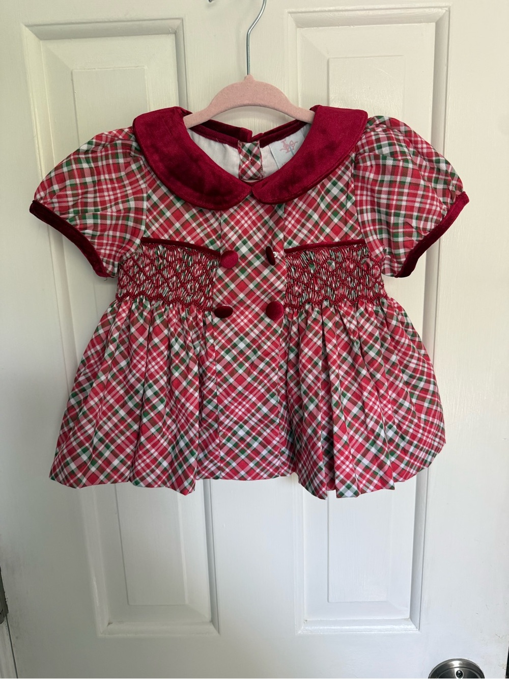 Lillie & Lilah Smocked Christmas Plaid Dress & Bloomers Set – 18M – NWT